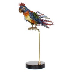 Used Italian Beaded Parrot on a Later Stand