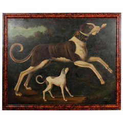 Very Large Oil on Canvas Painting of Playful Dogs by William Skilling