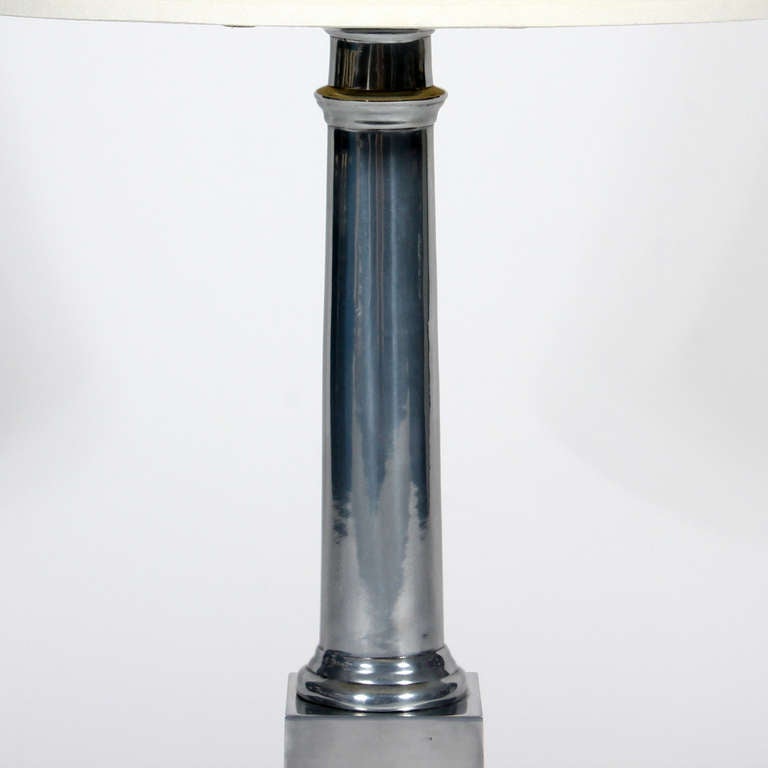 Pair of Aluminum Warren Kessler Classic Form Lamps For Sale 1