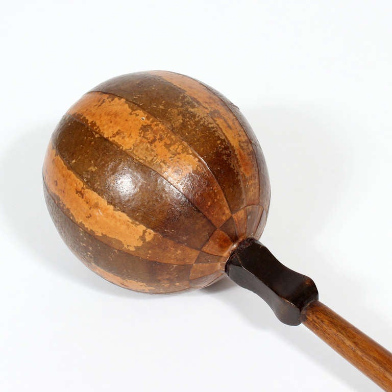 Organic Modern Pair of Carved Coconut West Indian Maracas