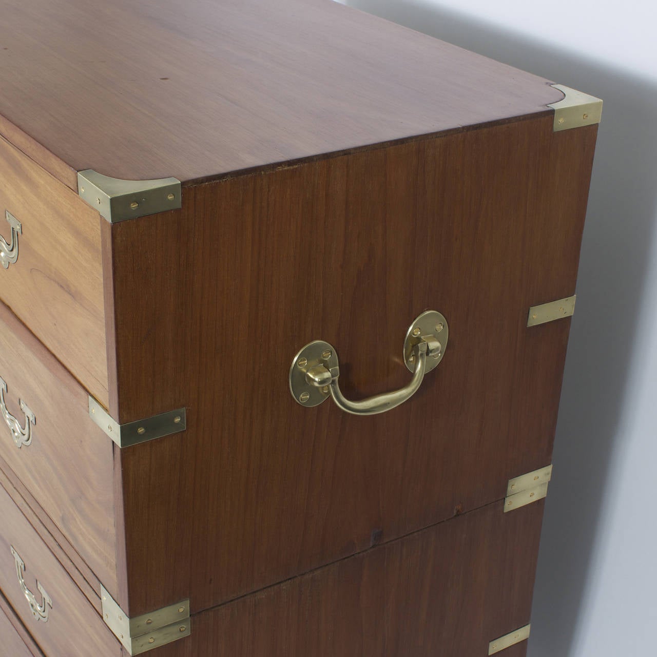 English 19th Century Camphor Wood Campaign Chest of Drawers
