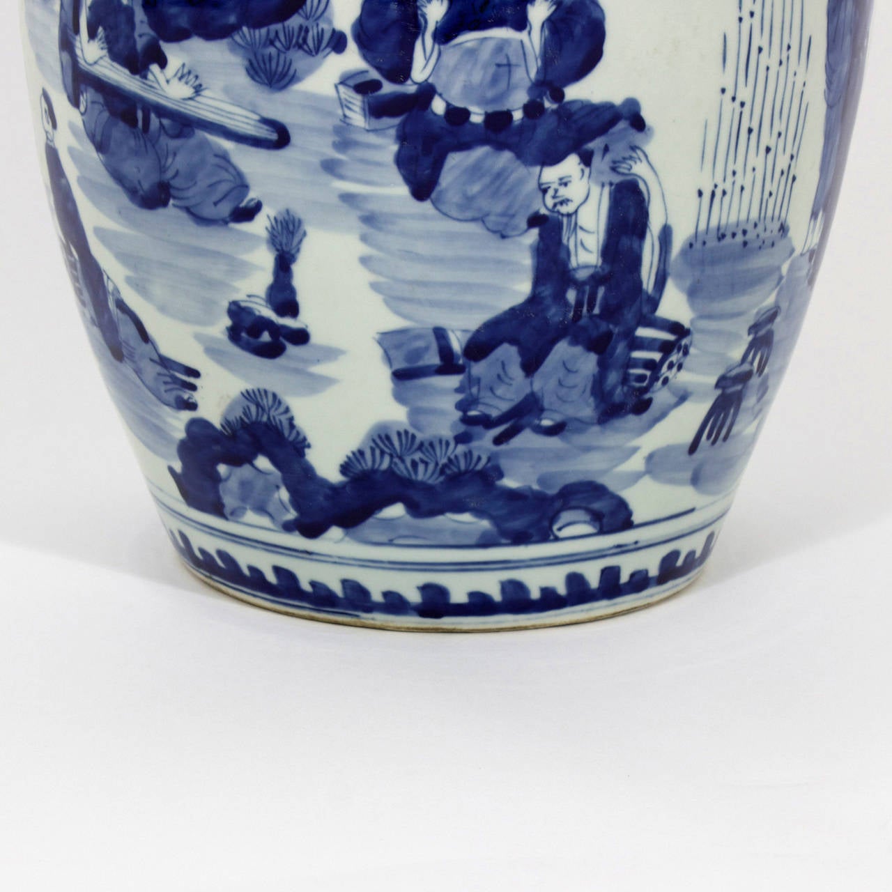 Pair of Chinese Export Blue and White Vases with Scenes 2