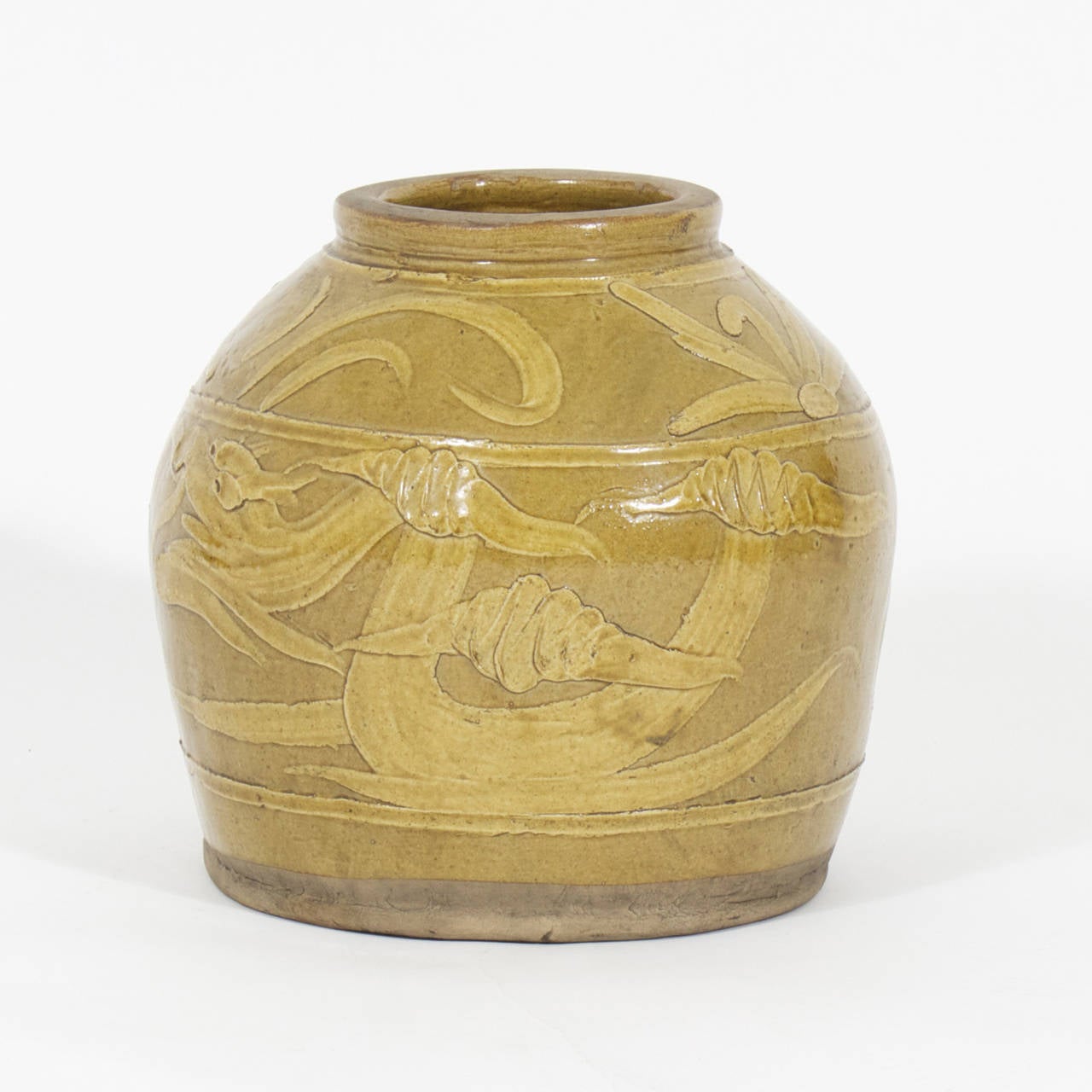 Early to Mid Century Pale Brown Glazed Vase or Ginger Jar