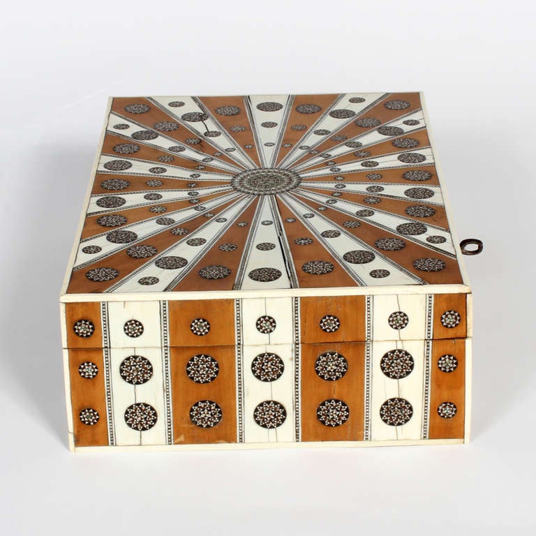 Anglo Indian Sadeli, Ivory and Sandalwood Inlaid Box 1