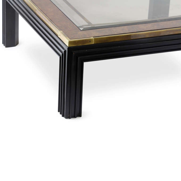 American Large Square Glass Top Coffee Table with Molded Legs
