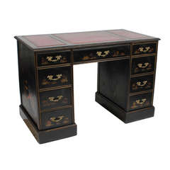 Antique Chinoiserie Decorated Flat Top Desk