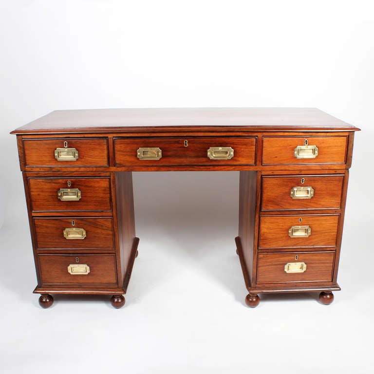 19th Century ThreePart Tropical Hardwood Campaign Desk at 1stdibs