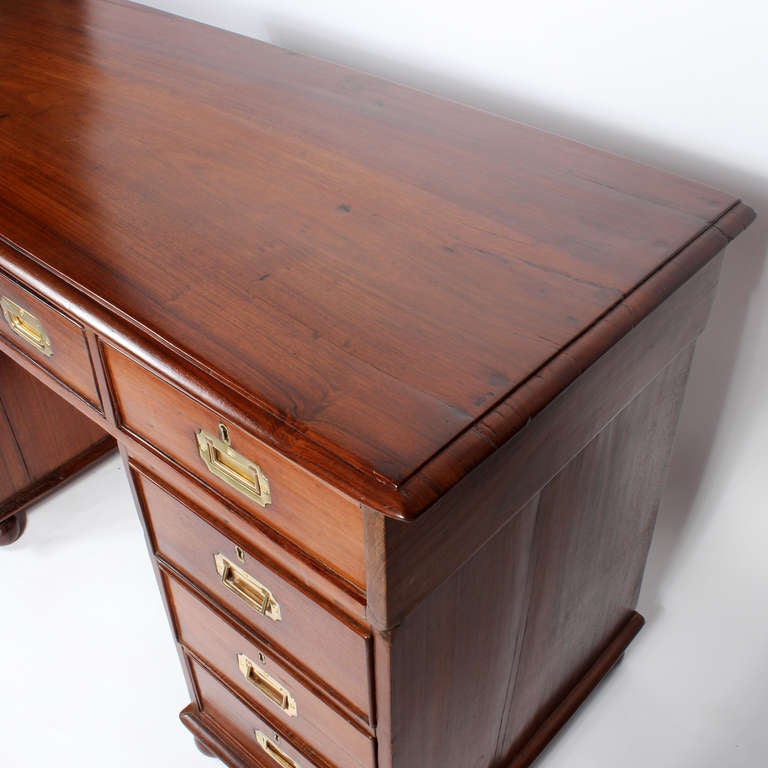 19th Century Three-Part Tropical Hardwood Campaign Desk In Excellent Condition In Palm Beach, FL