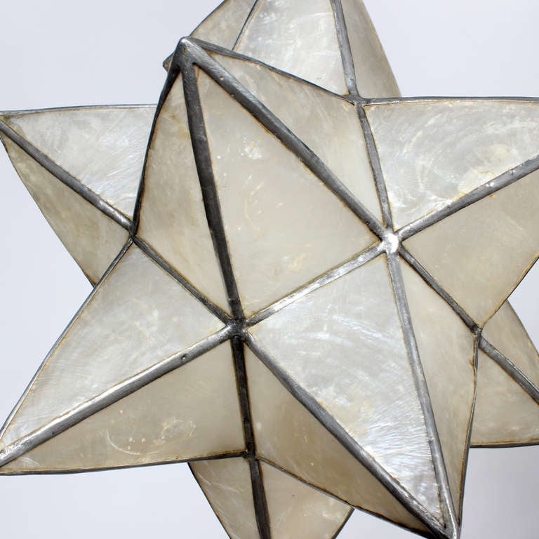Capiz Star Shaped Pendant Lights, Priced Individually, 3 Available In Excellent Condition In Palm Beach, FL