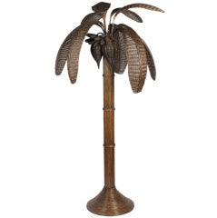 Vintage Rattan Palm Tree Floor Lamp