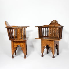 Pair of Early 20th Century Syrian Barrel Back Armchairs