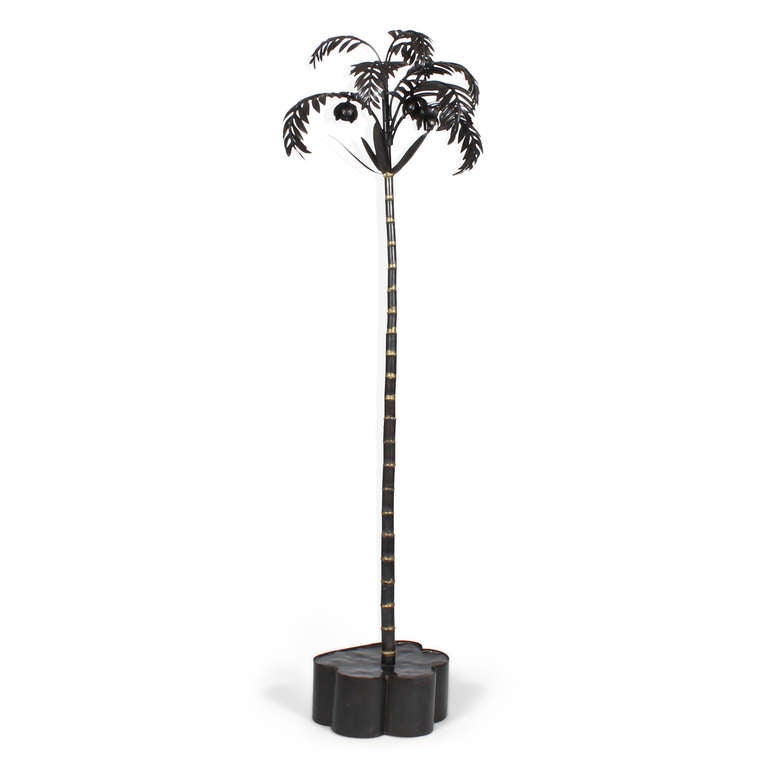 Italian Standing Palm Tree Iron Floor Lamp