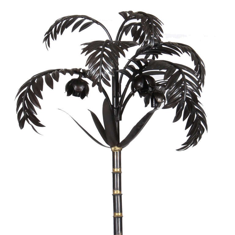 Mid-20th Century Standing Palm Tree Iron Floor Lamp