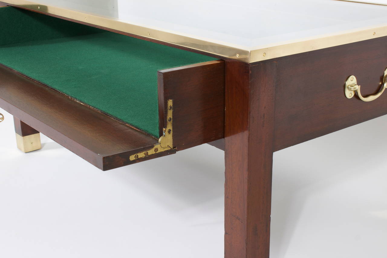 English Campaign Style Cocktail or Coffee Table with Display Case