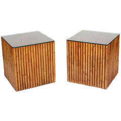 Pair of Faux Bamboo Dowel Tables