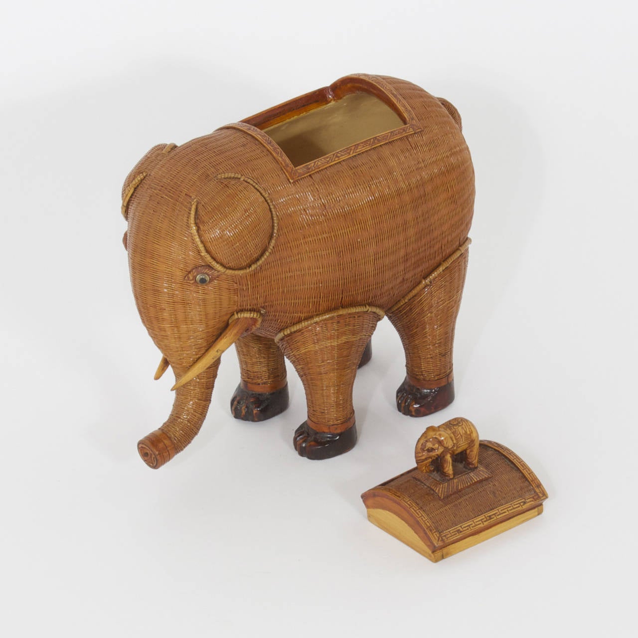 20th Century Wicker Elephant Box