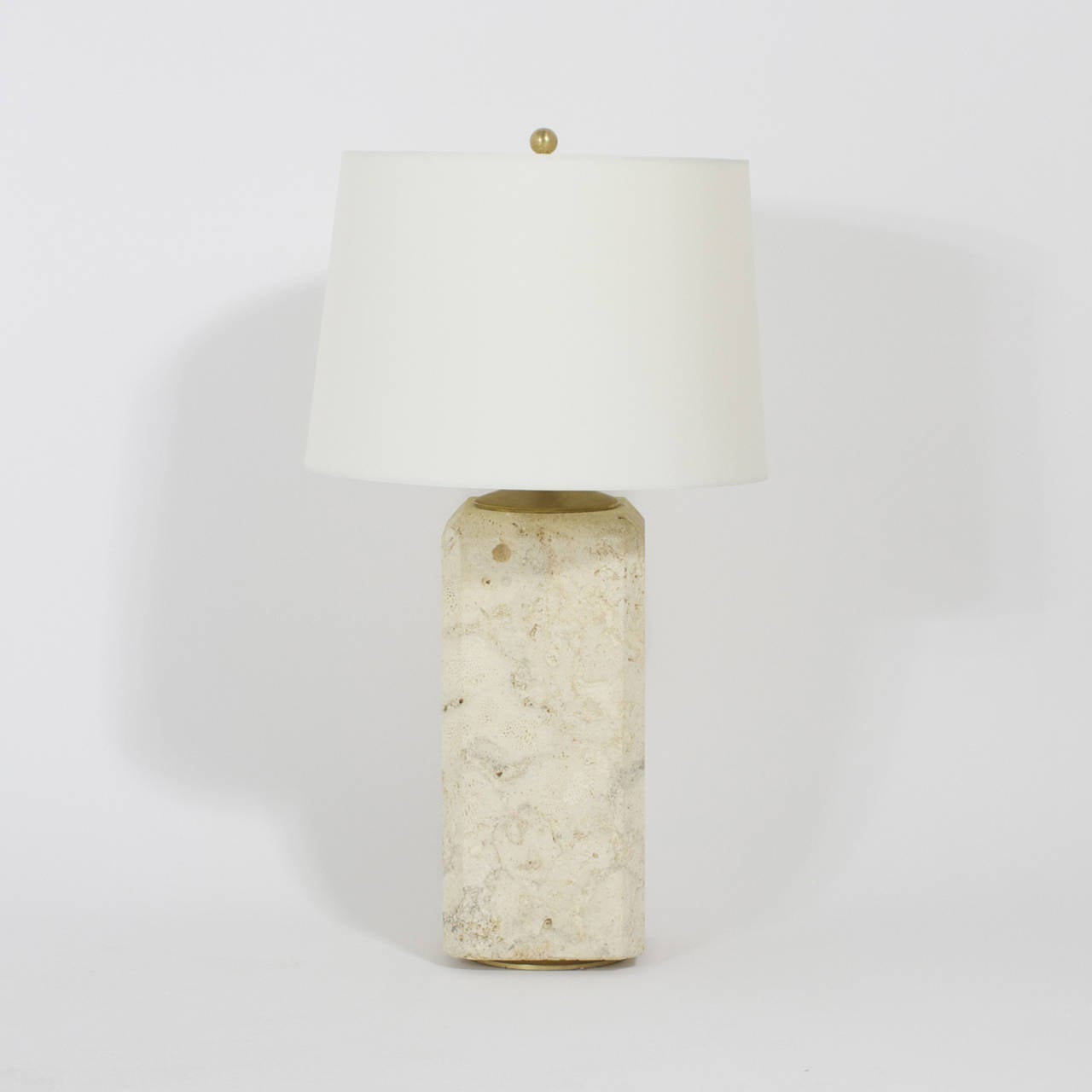 Pair of Mid-Century Coquina Stone Table Lamps
