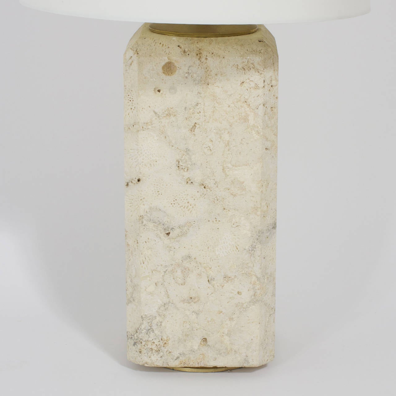 American Pair of Mid-Century Coquina Stone Table Lamps