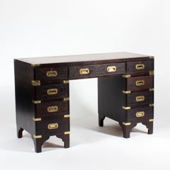 Three-Piece Leather-Top Campaign Style Desk