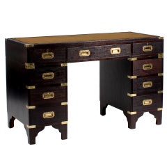 Three-Piece Leather-Top Campaign Style Desk 8