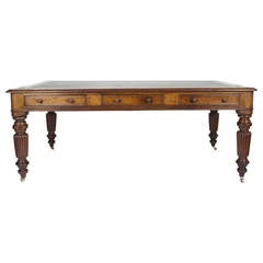 Robust 19th Century English Library Table or Partners Desk