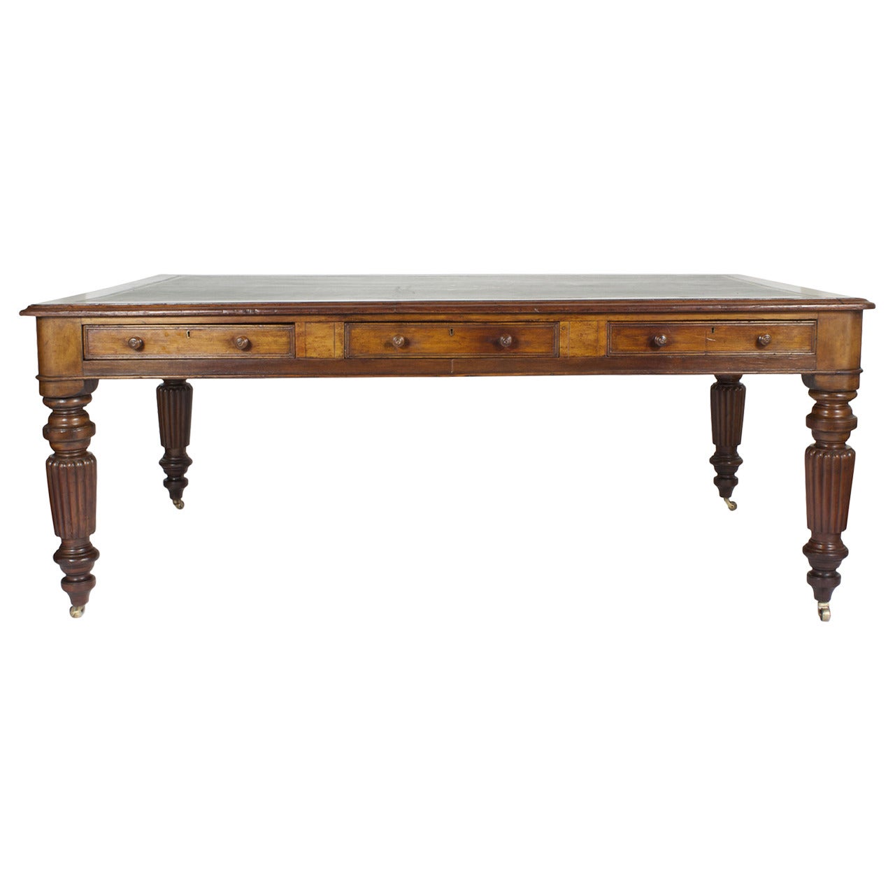 Robust 19th Century English Library Table or Partners Desk