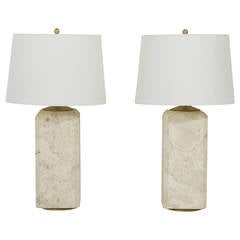 Pair of Mid-Century Coquina Stone Table Lamps