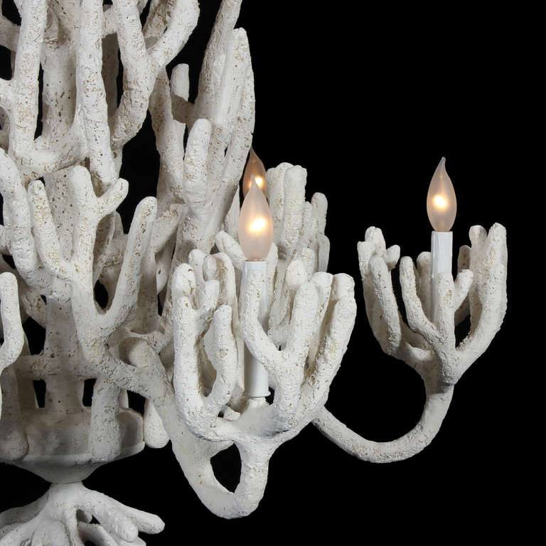 Large Six-Arm Faux Coral Chandelier In Good Condition In Palm Beach, FL