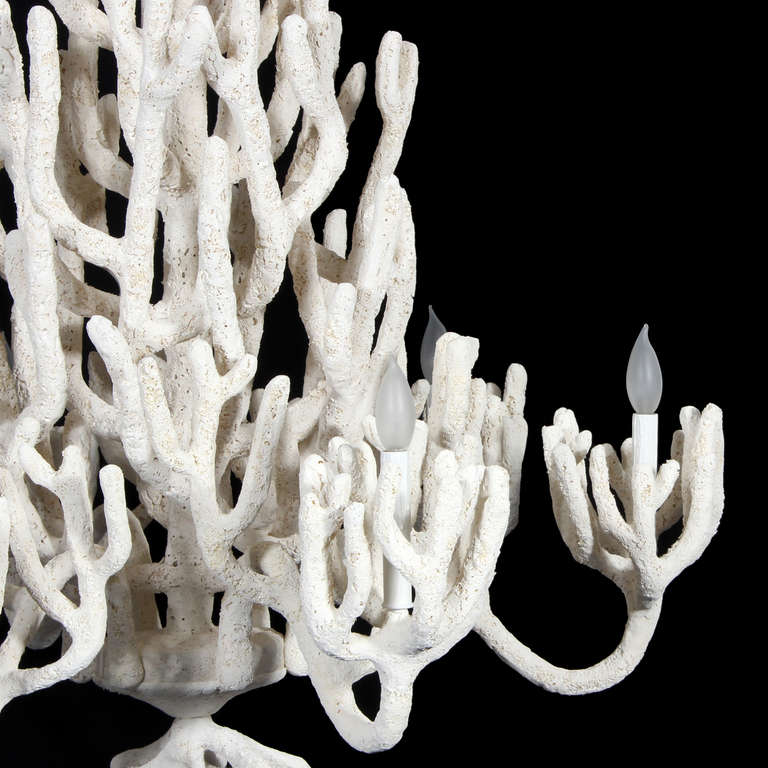 Hand-Crafted Large Six-Arm Faux Coral Chandelier