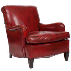 Bequemer Club- oder Sessel aus rotem Leder im Vintage-Stil