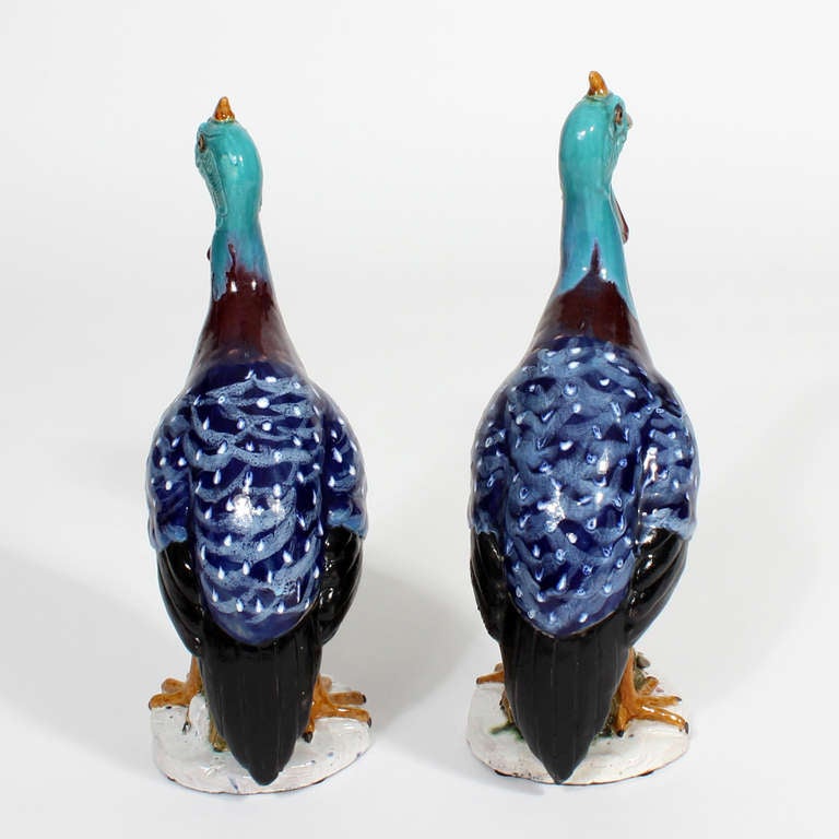 Pair of Large Terracotta, Guinea Fowls In Excellent Condition In Palm Beach, FL