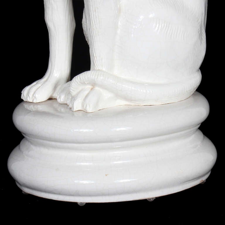 Tall Pottery or Porcelain Seated Cat on Base 1
