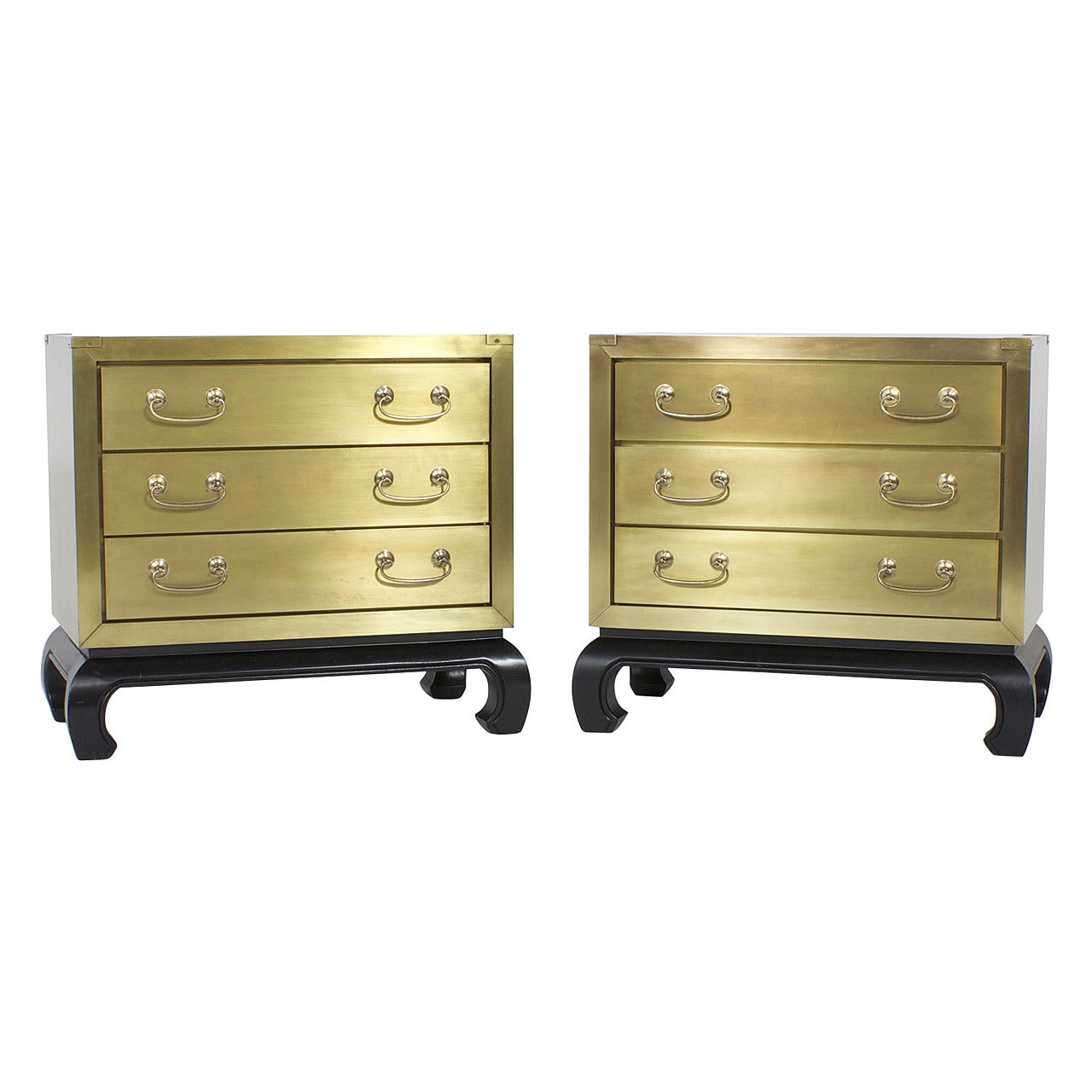 Pair of Brass Mid-Century Modern Nightstands