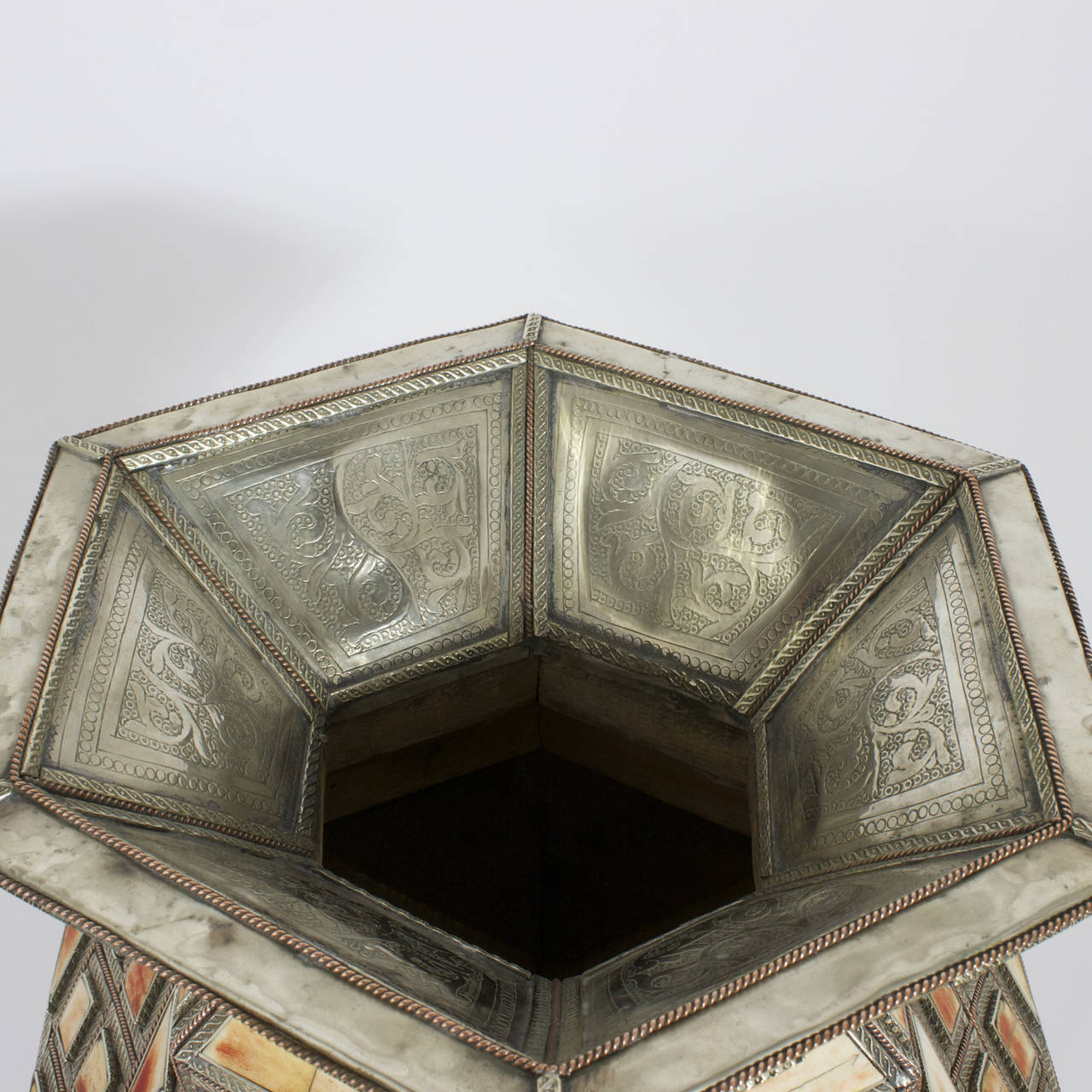 Huge Metal and Bone Inlaid Urn In Excellent Condition In Palm Beach, FL