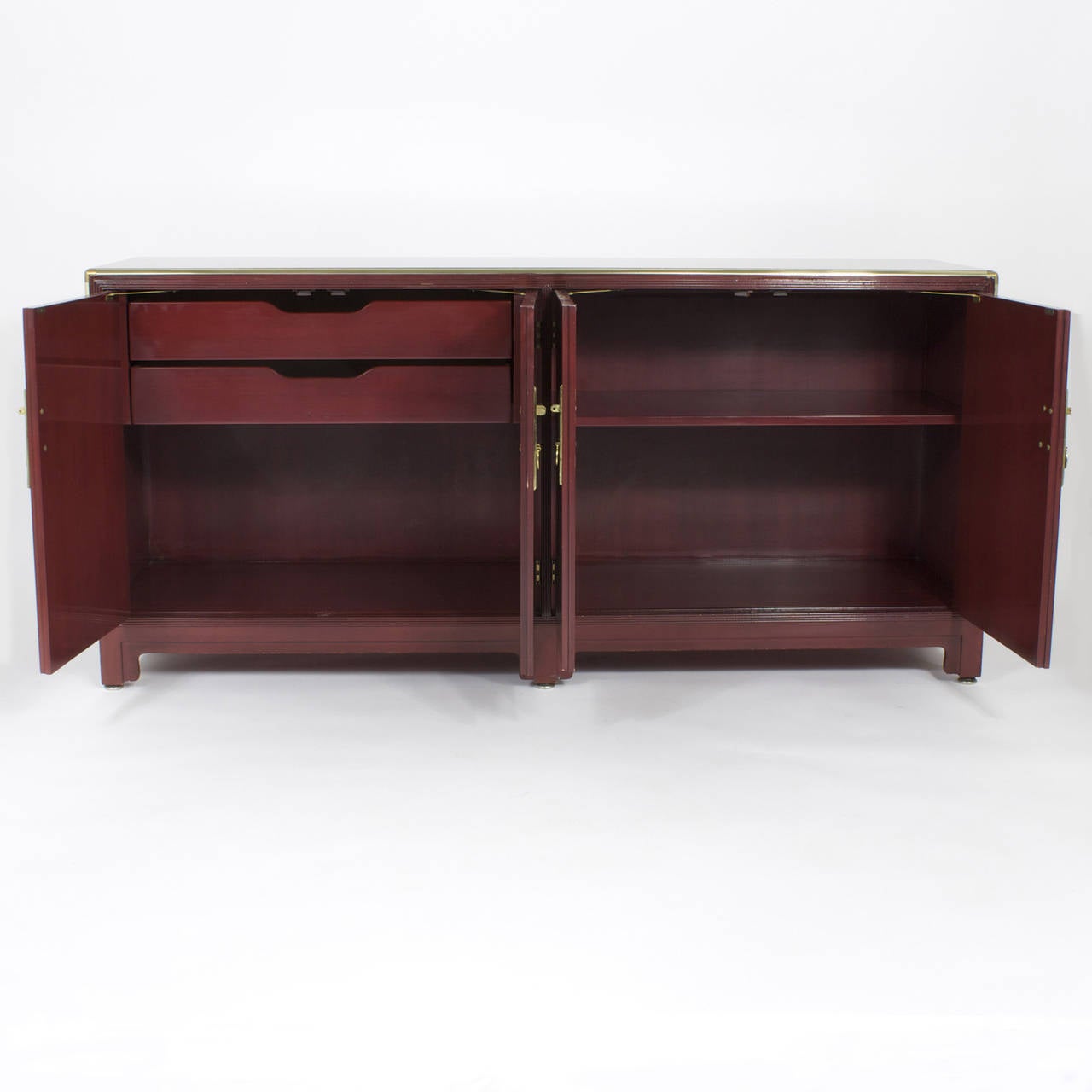 20th Century Red Lacquer Asian Style Sideboard