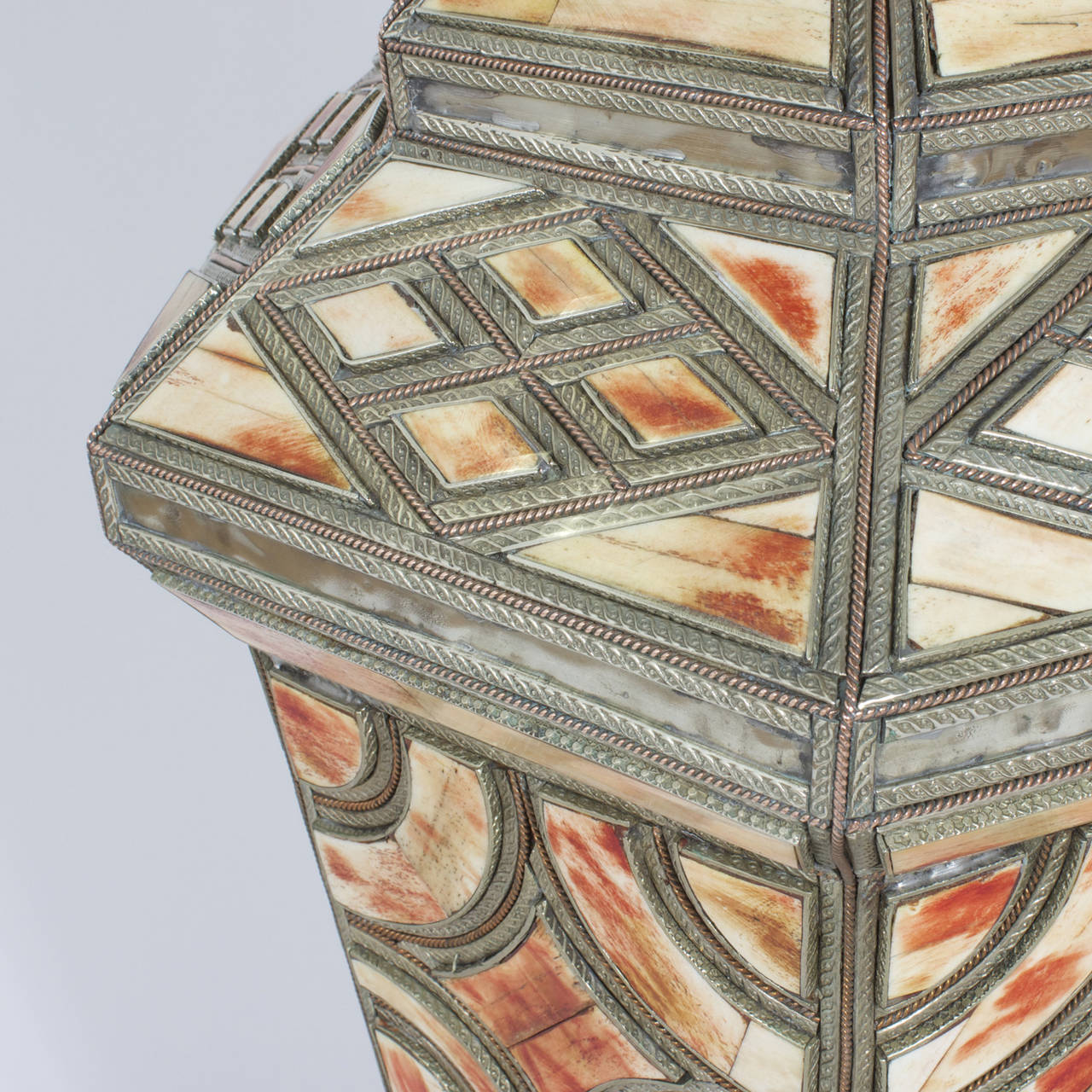 Anglo-Indian Huge Metal and Bone Inlaid Urn