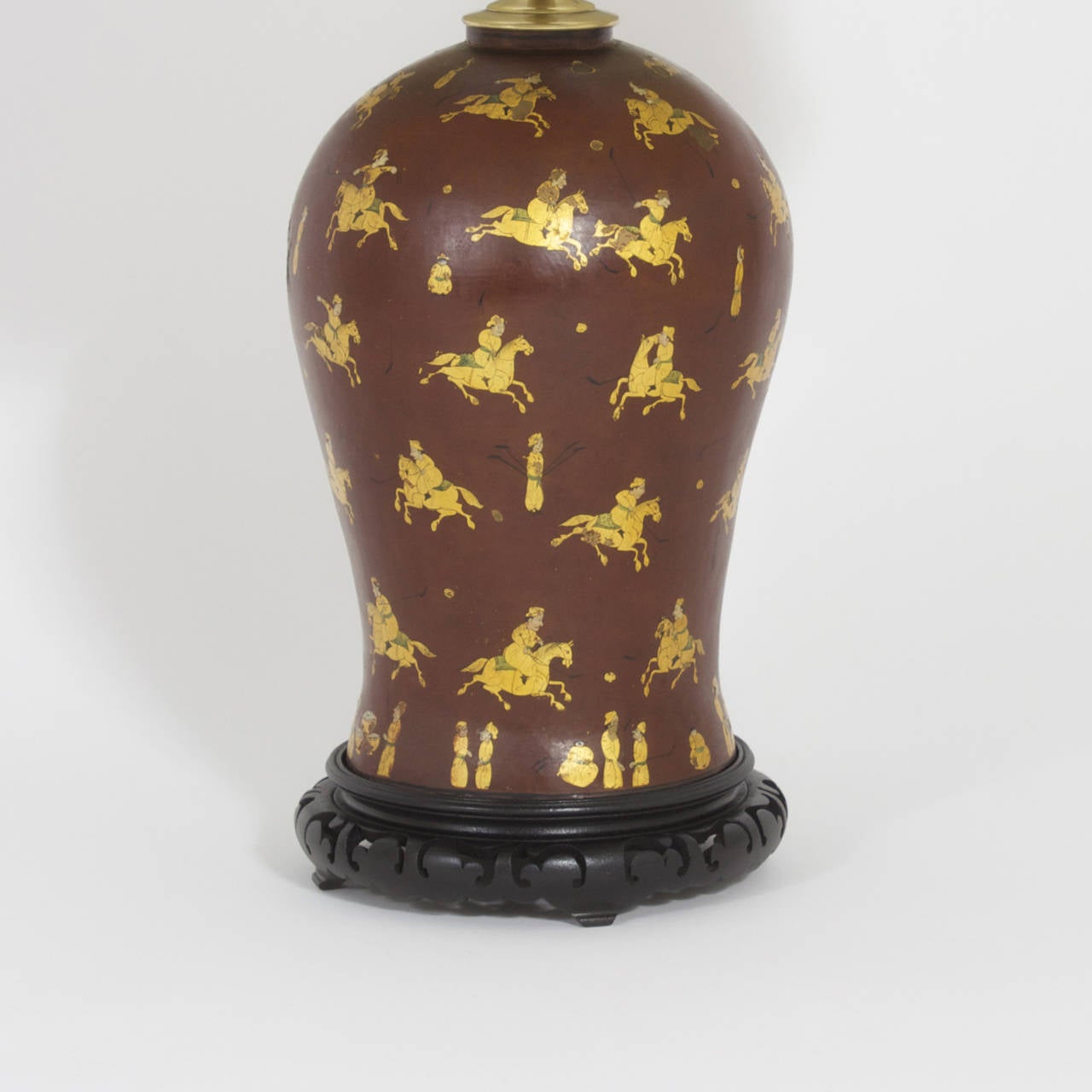 French Pair of Chinoserie Decorated Polo Player Table Lamps