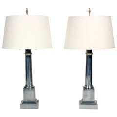 Retro Pair of Aluminum Warren Kessler Classic Form Lamps