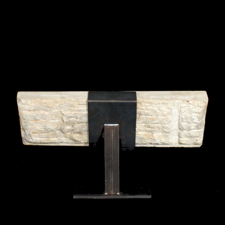 American Architectural Stone Date Block Mounted on a Metal Stand For Sale