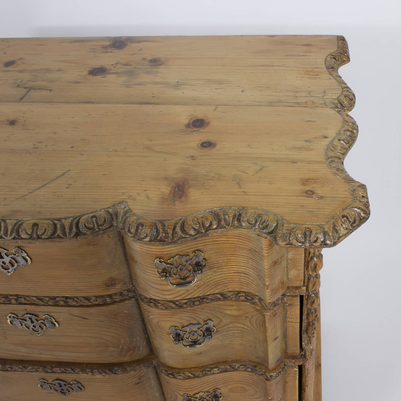 18th Century French Carved Pine Chest 1