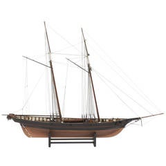 Antique Mahogany Schooner Ship or Boat Model