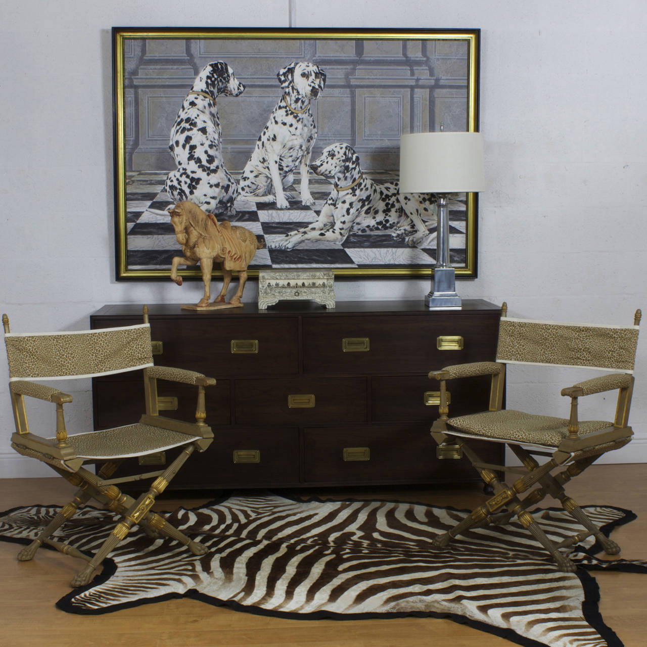 A large Burchell zebra hide rug on a black felt backing with good markings. Nice condition with normal scars and wearing of the hide.
 