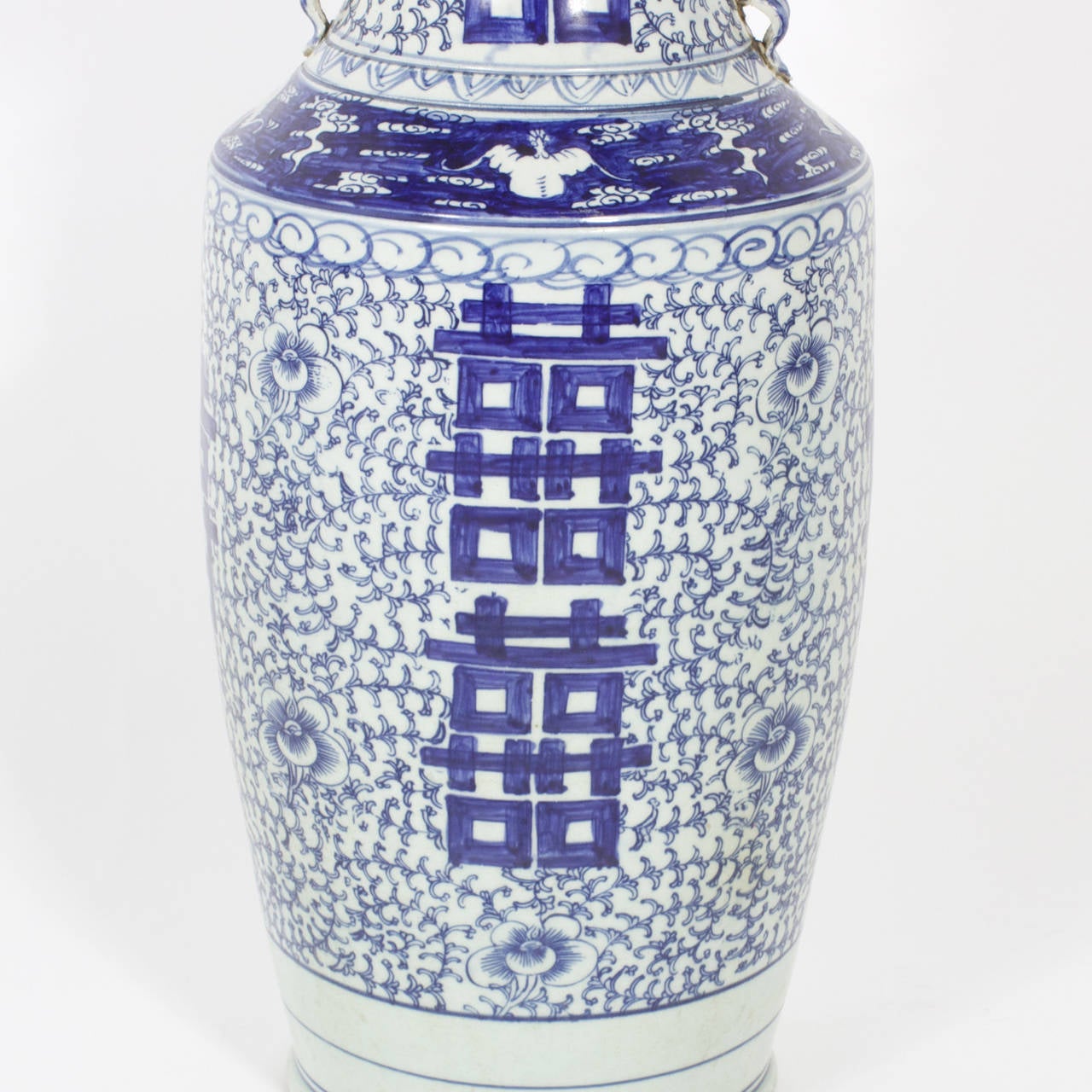 Chinese Export Pair of Large Blue and White Chinese Porcelain Vases