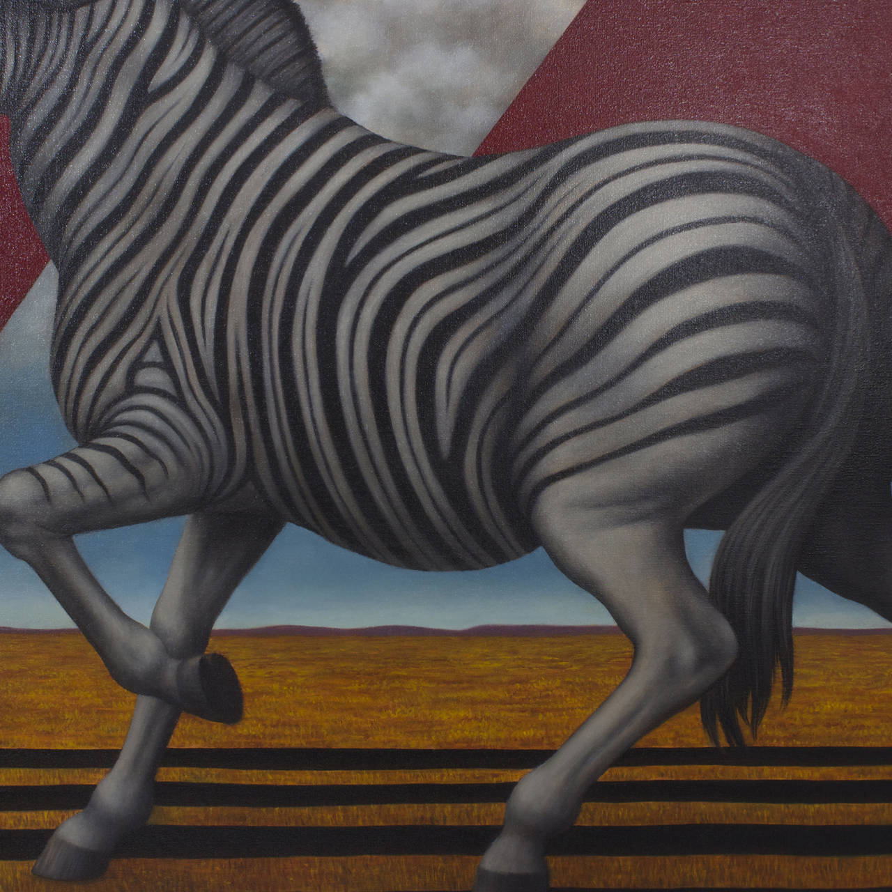 Modern Acrylic Zebra Painting on Canvas