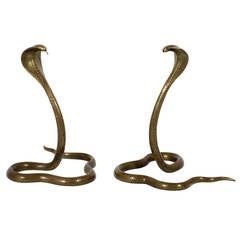 Pair of Large Brass Cobras