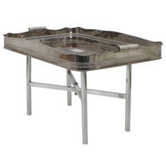 Faux Tortoiseshell and Silver Plated Tray Table 4
