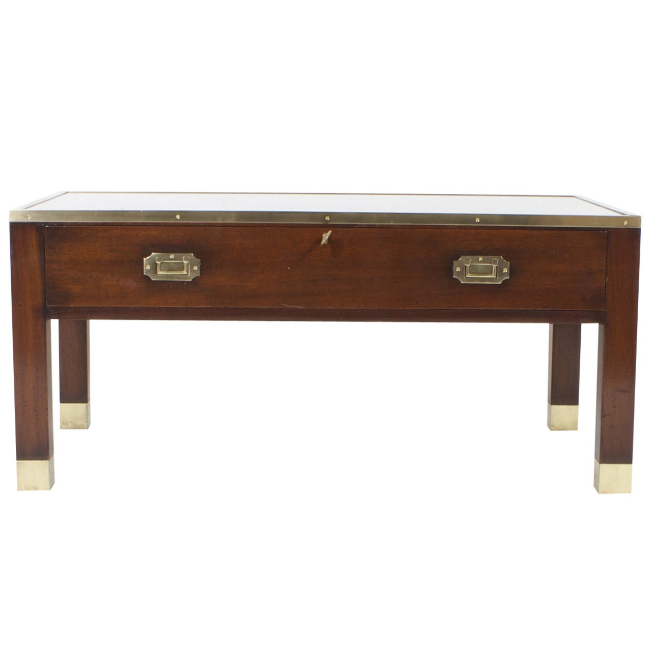 Campaign Style Cocktail or Coffee Table with Display Case