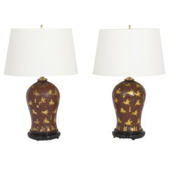Pair of Chinoserie Decorated Polo Player Table Lamps