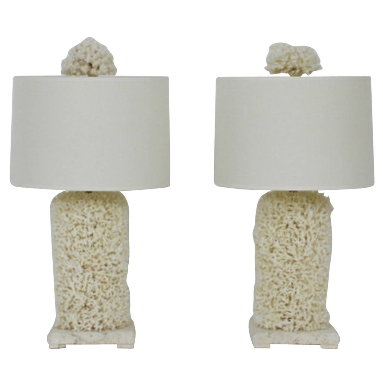 Pair of Bulbous Lace Coral Table Lamps For Sale at 1stdibs