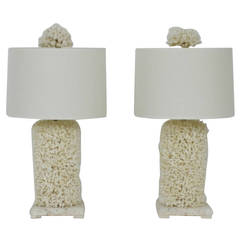 Pair of Bulbous Lace Coral Table Lamps 4